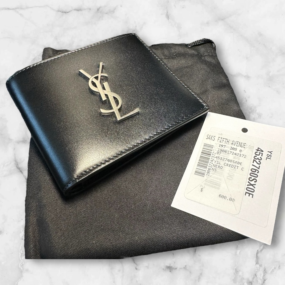 NWT Saint Laurent Men’s Black Leather Wallet - Picture 2 of 5